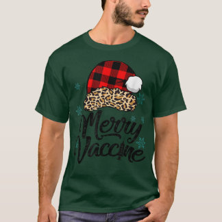Y4Ry Leopard Santa Hat Merry Vaccine jul Xma T Shirt
