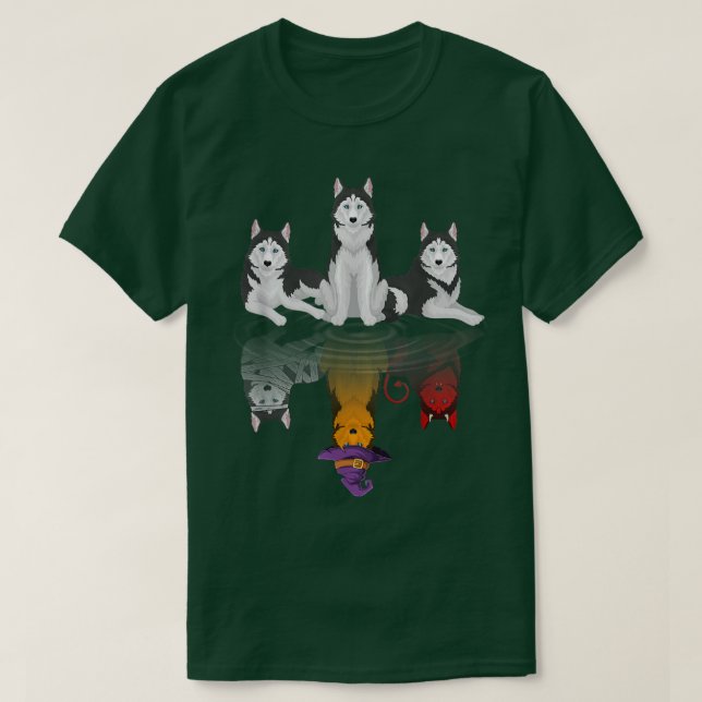 Y4WB Cute Husky Hund Witchy Autumn Halloween Husky T Shirt (Design framsida)