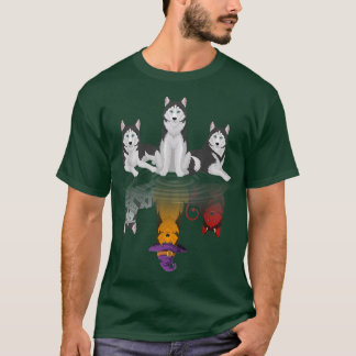 Y4WB Cute Husky Hund Witchy Autumn Halloween Husky T Shirt
