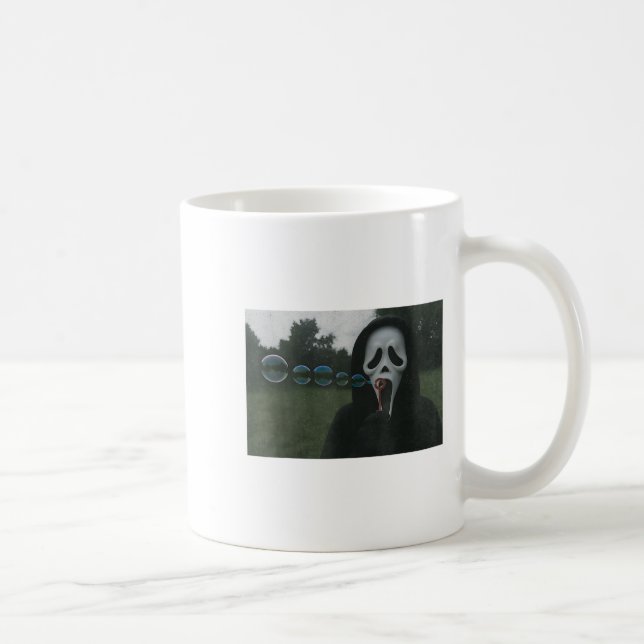 Y Ansikte Bubbles Funny Horror Halloween Meme Kaffemugg (Höger)
