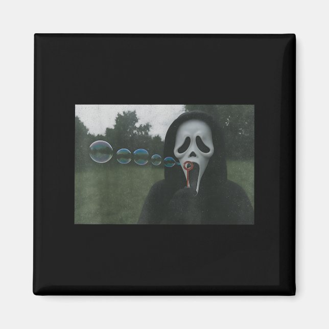 Y Ansikte Bubbles Funny Horror Halloween Meme Magnet (Framsidan)