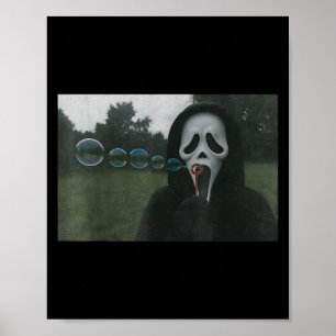 Y Ansikte Bubbles Funny Horror Halloween Meme Poster