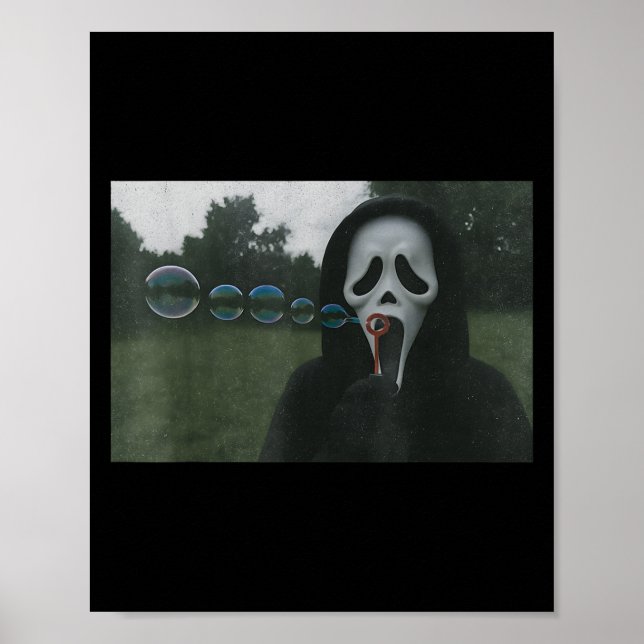 Y Ansikte Bubbles Funny Horror Halloween Meme Poster (Framsidan)