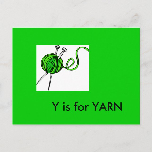 ’Y’ är för ’Garn Alphabet Flashcard’ Vykort (Framsida)