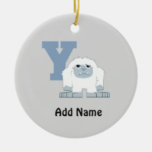 Y är för Yeti Cute Tecknad Yeti Monster Julgransprydnad Keramik