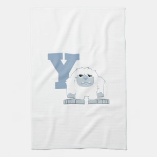 Y är för Yeti Cute Tecknad Yeti Monster Kökshandduk