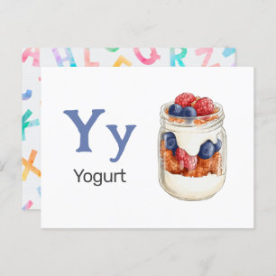 Y är för Yogurt - Alphabet Flash Card Vykort