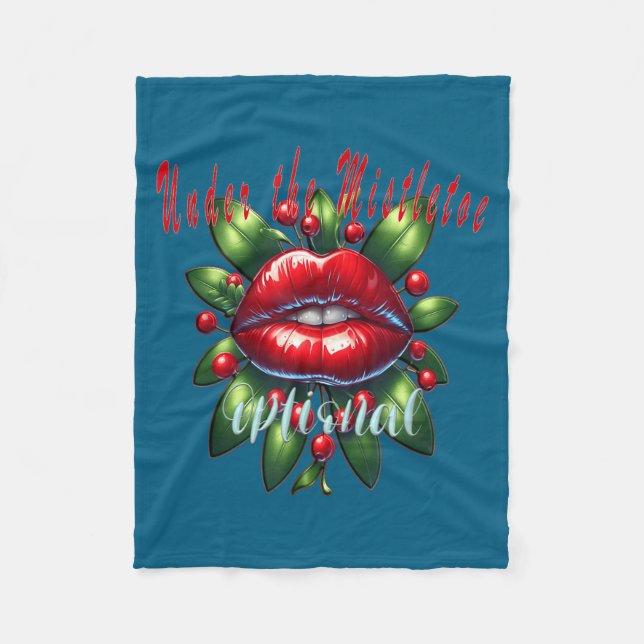 Y Christmas Mistletoe Lips - Naughty Holiday Tee W Fleecefilt (Framsidan)