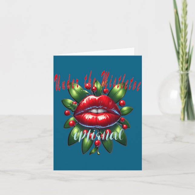 Y Christmas Mistletoe Lips - Naughty Holiday Tee W Kort (Framsida)