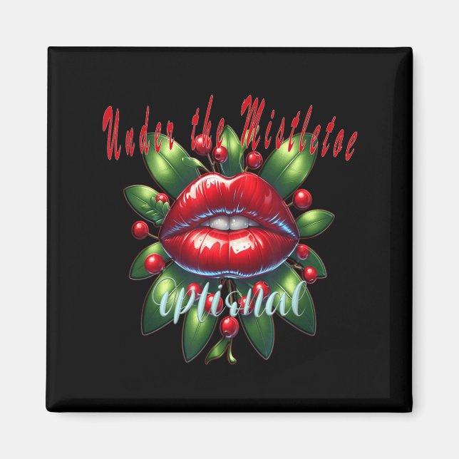 Y Christmas Mistletoe Lips - Naughty Holiday Tee W Magnet (Framsidan)