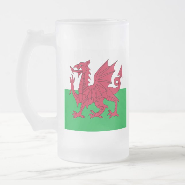 Y Ddraig Goch: Walesiskt flaggaölexponeringsglas Frostat Ölglas (Vänster)