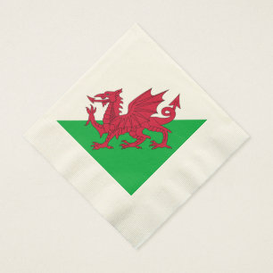 Y Ddraig Goch: Welsh Flagga Coined Luncheon Napkin Pappersservett