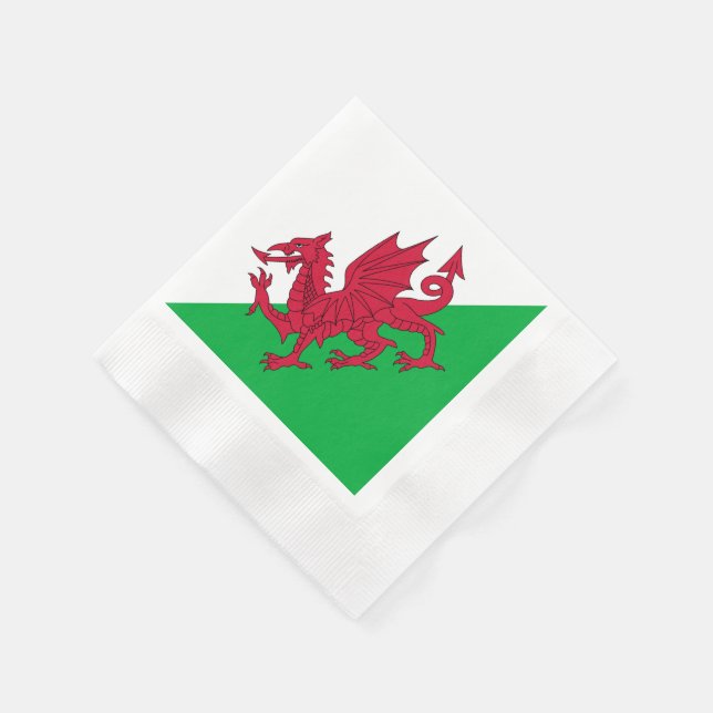Y Ddraig Goch: Welsh Flagga Coining Napkins Pappersservett (Hörn)
