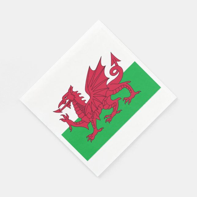 Y Ddraig Goch: Welsh Flagga Luncheon Napkins Pappersservett (Hörn)