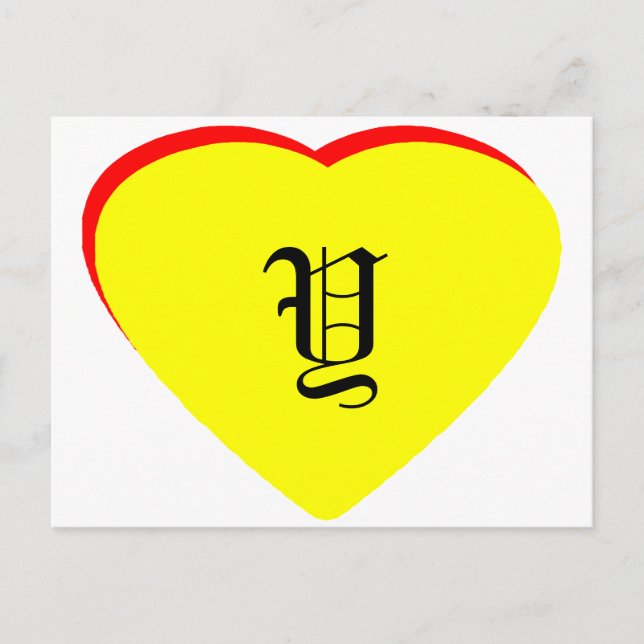 "Y" Heart Gult Red Wedding bjudande MUSEUM Inbjudan Vykort (Framsida)