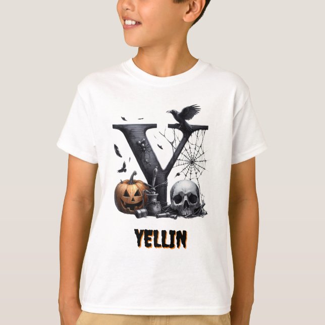 Y Initial Buss eller Godis Söt Halloween T Shirt (Framsida)