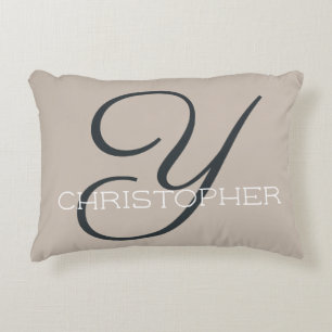 Y Initial Personlig Namn Taupe Tan Neutral Chic Prydnadskudde