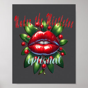 Y jul misteltoe läppar - Busig Holiday Tee W Poster