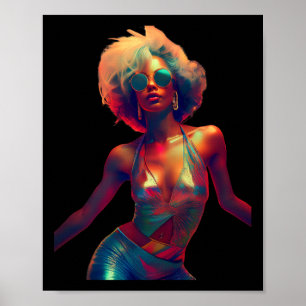 Y kvinnlig dans på natten Klubb 70s 80s Disco Retr Poster