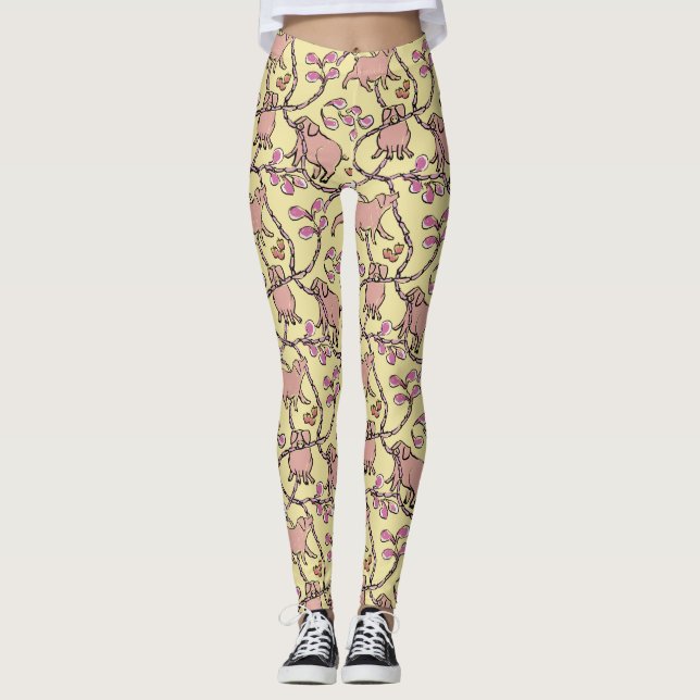 Y L Superskoj mönster kinesisk vietnamesisk Gris Leggings (Framsida)