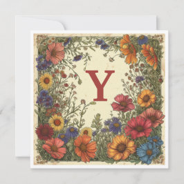 "Y" Milano Red: Bloom & Monogram Julkort