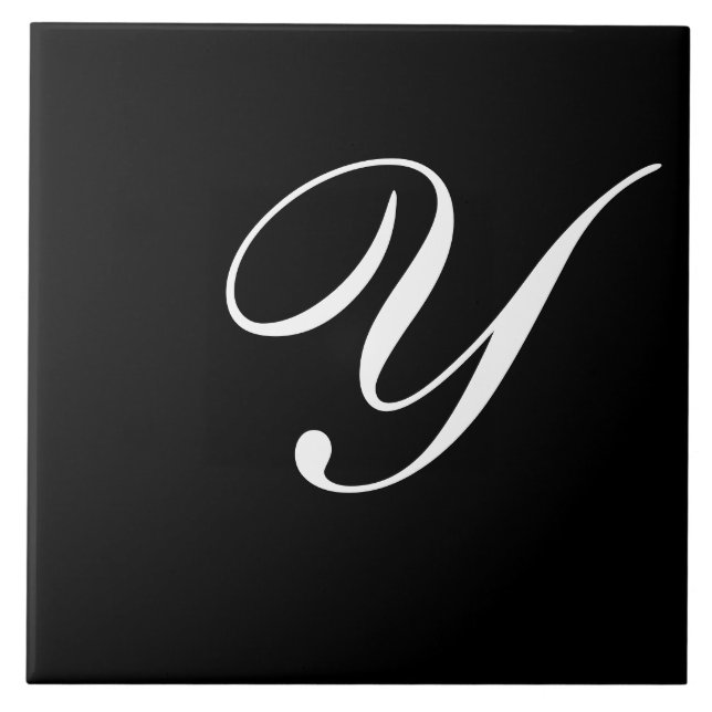 Y Monogram inledande vit på svart Kakelplatta (Framsidan)