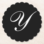 Y Monogram inledande vit på svart Underlägg Papper<br><div class="desc">Classic White Brev Monogram på Black Background,  Y.</div>