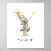 Y Monogram-Personlig för Blommigt