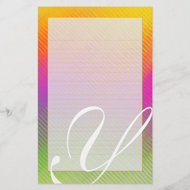 Y-monogramen "solsken skvalpar" fodrat fint brevpapper (Framsida)