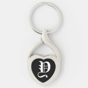 "Y" Svart Hjärtnyckelring Twisted Heart Silverfärgad Nyckelring