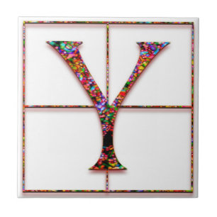 Y Trajanus Red Anpassningsbar Monogram Tile Kakelplatta