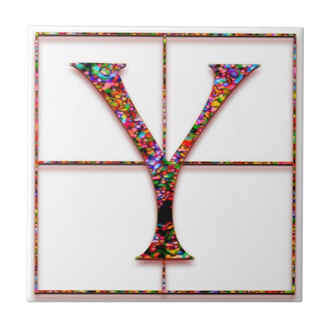 Y Trajanus Red Anpassningsbar Monogram Tile Kakelplatta (Framsidan)