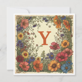 "Y" Trinidad Orange: Bloom & Monogram Julkort