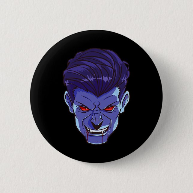 Y Vampire Halloween Monster Ansikte Scary Fangs Co Knapp (Framsida)