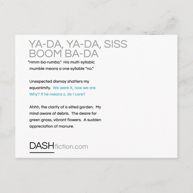 Ya-Da, Ya-Da, Siss Boom, Ba-Da Vykort (Framsida)