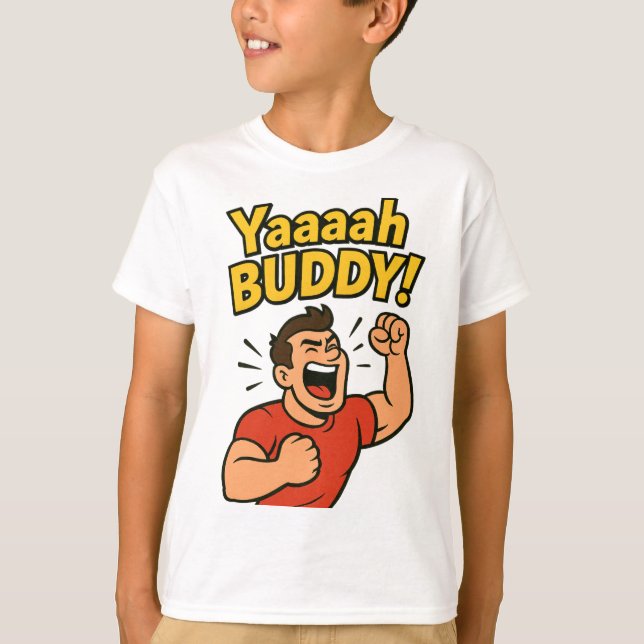 Yaaaah Buddy Power Burst T Shirt (Framsida)