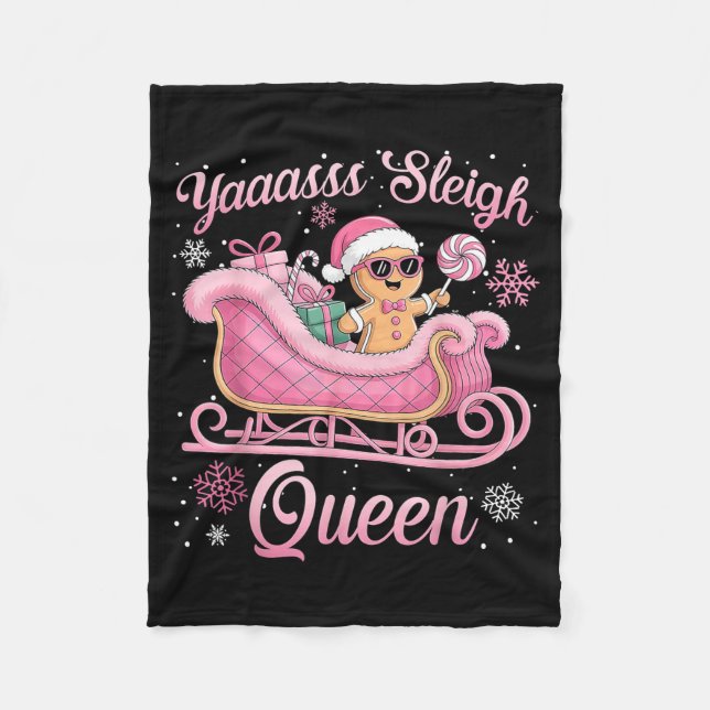 Yaas Sleigh Queen Sleigh Girl Matching Christmas  Fleecefilt (Framsidan)