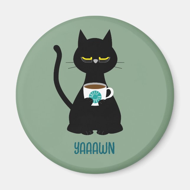 YAAWN sömnig kattmagnet Magnet (Framsidan)