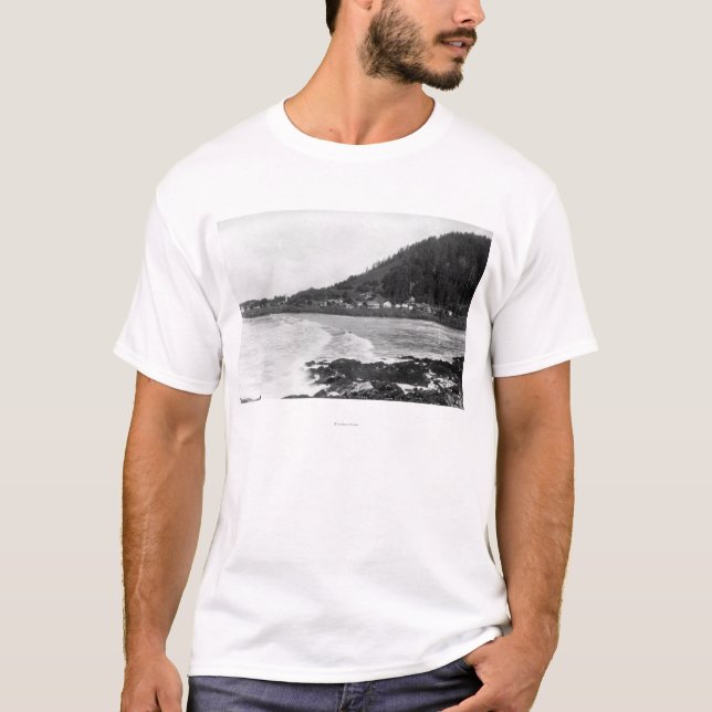 Yachats den Oregon townen beskådar, och hav Tee Shirt (Framsida)