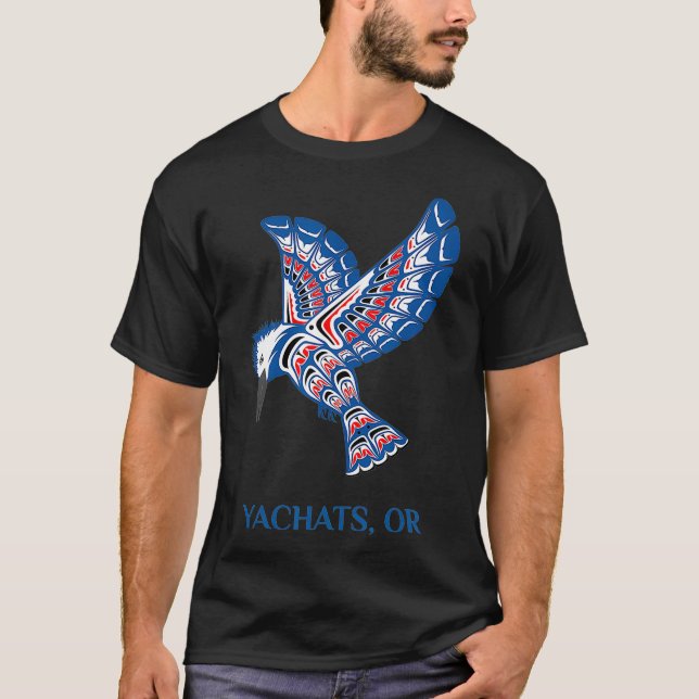 Yachats Oregon Native Indian Kingfisher T Shirt (Framsida)