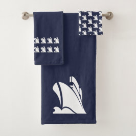 Yacht Bathroom Ocean Blue & white Towset
