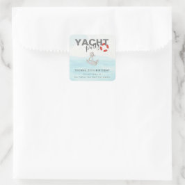 Yacht Boat Cruise Födelsedagsfest Fyrkantigt Klistermärke