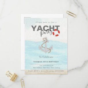 Yacht Boat Cruise Födelsedagsfest Inbjudan Vykort