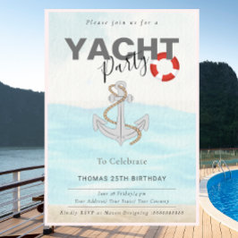 Yacht Boat Cruise Födelsedagsfest Inbjudningar