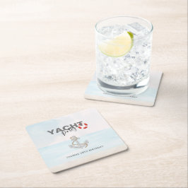 Yacht Boat Cruise Födelsedagsfest Underlägg Papper Kvadrat