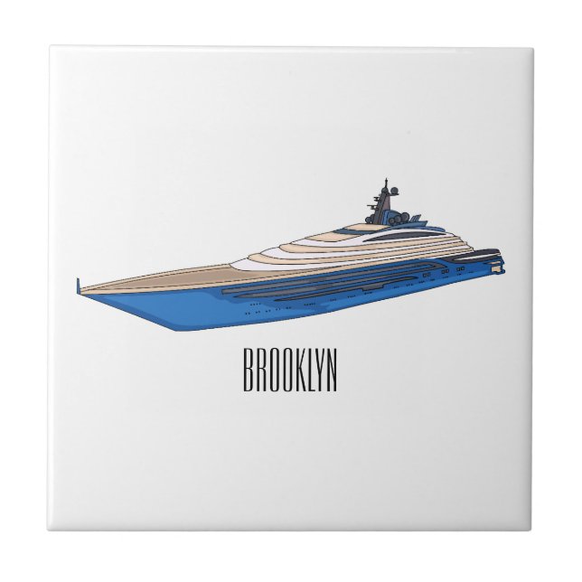 Yacht cartoon illustration  kakelplatta (Framsidan)