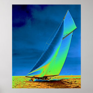 Yacht Columbia 1901 Colorized Poster