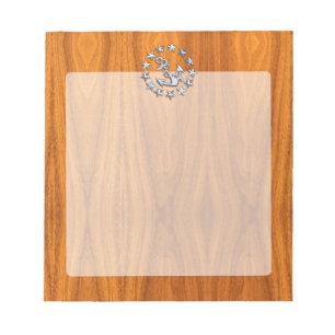 Yacht Flagga Symbol på Nautical Teak Wood Print Anteckningsblock