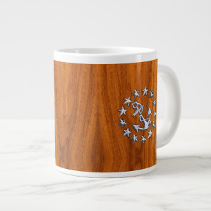 Yacht Flagga Symbol på Nautical Teak Wood Print Jumbo Mugg
