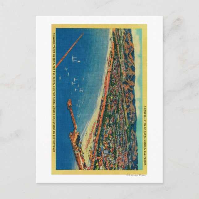 Yacht Harbor, The Palisades och Santa Monica Vykort (Framsida)